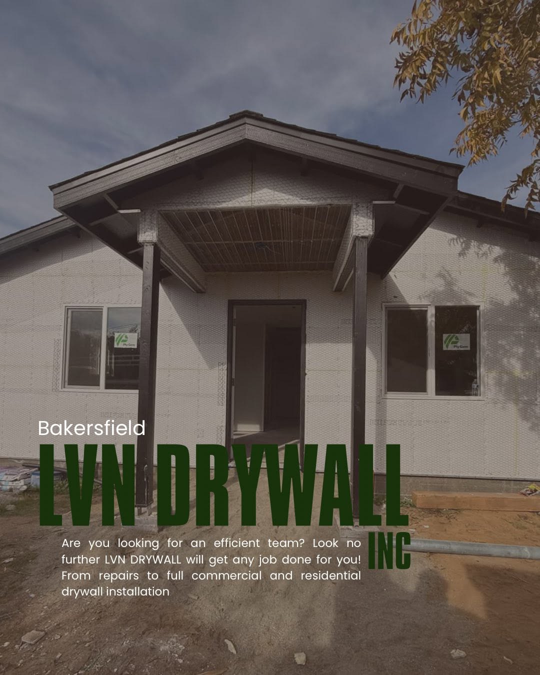 Completed exterior of an LVN Drywall project home