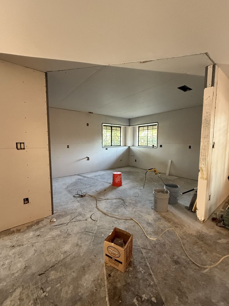 Taped and prepped drywall walls